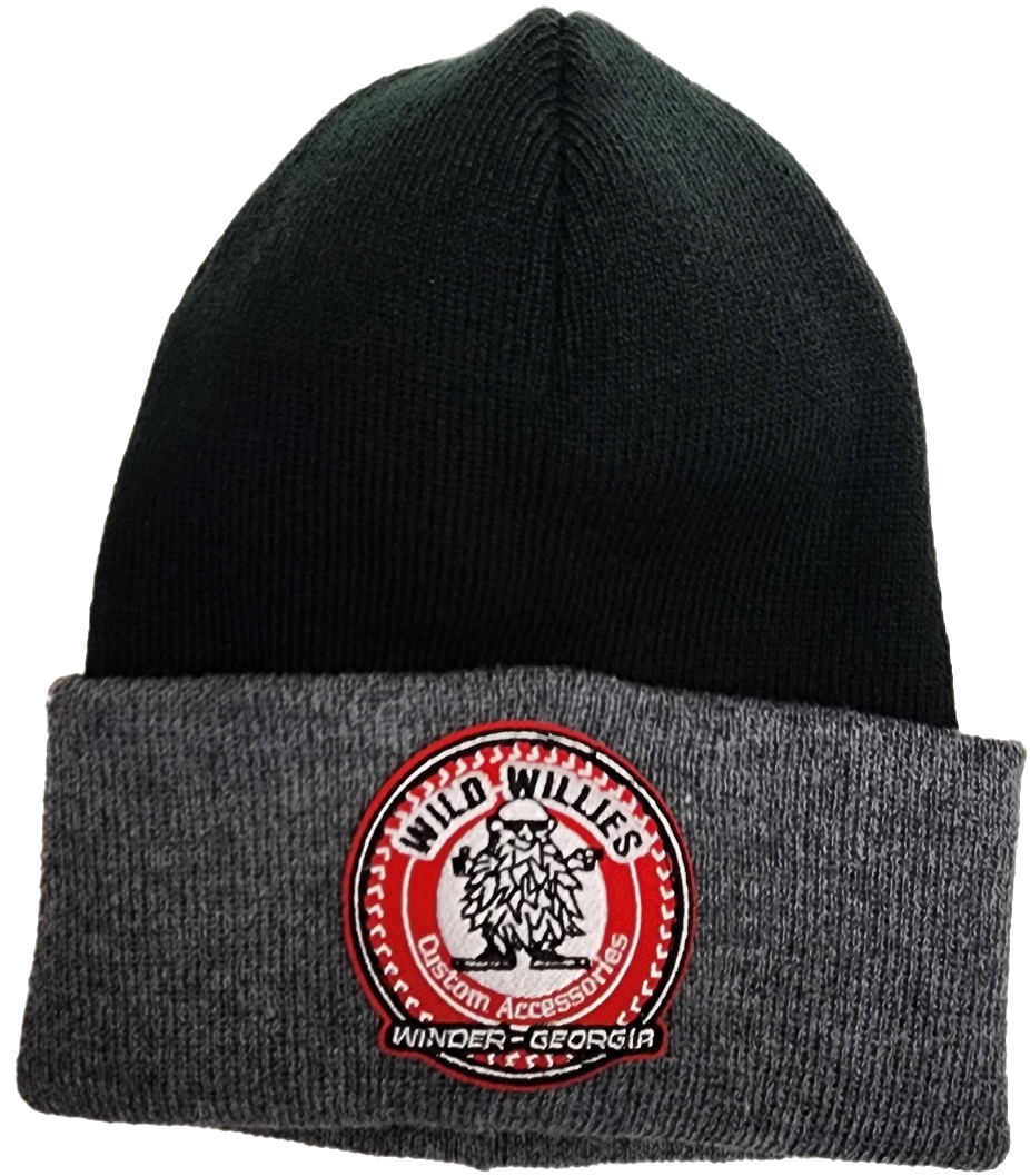 Wild Willies Beanie-Black/Grey- Red Tire Patch