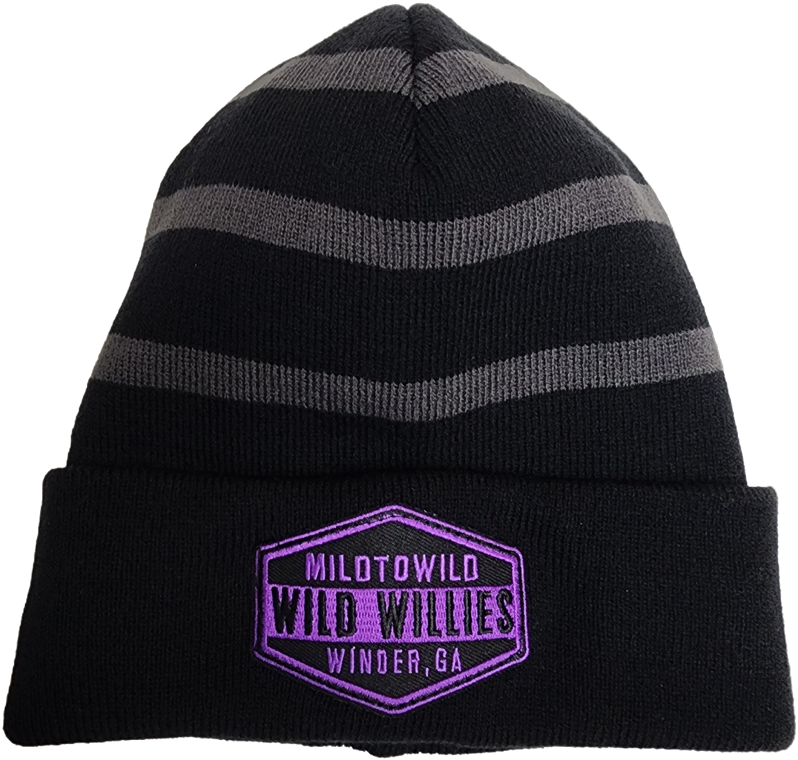 Wild Willies Black/Grey Stripe Beanie Mild To Wild