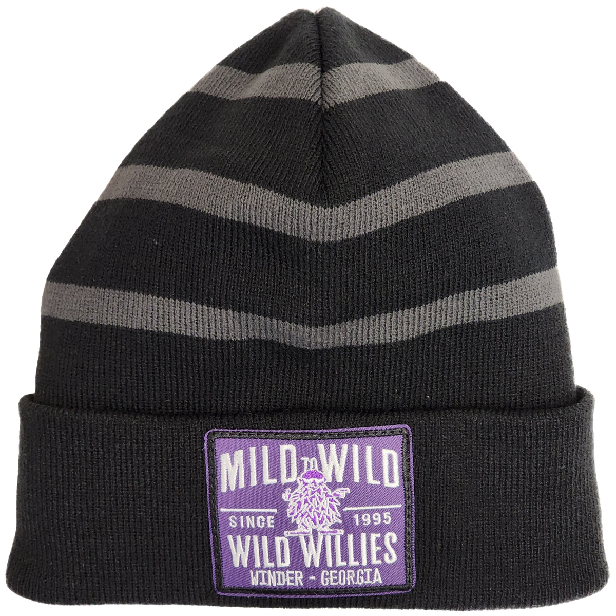Wild Willies- Mild to Wild Square Purple Patch Stripe Beanie -