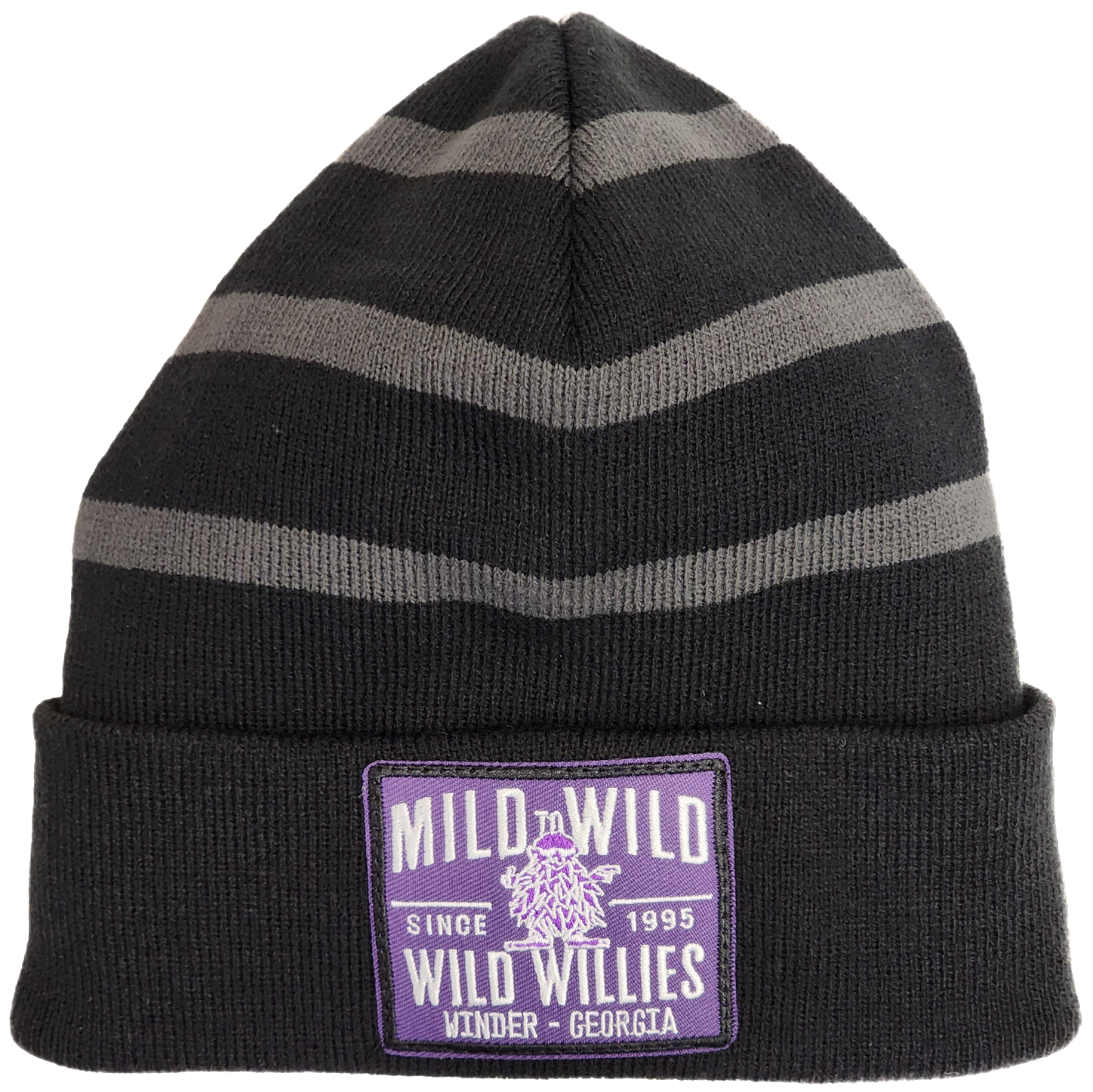 Wild Willies- Mild to Wild Square Purple Patch Stripe Beanie -