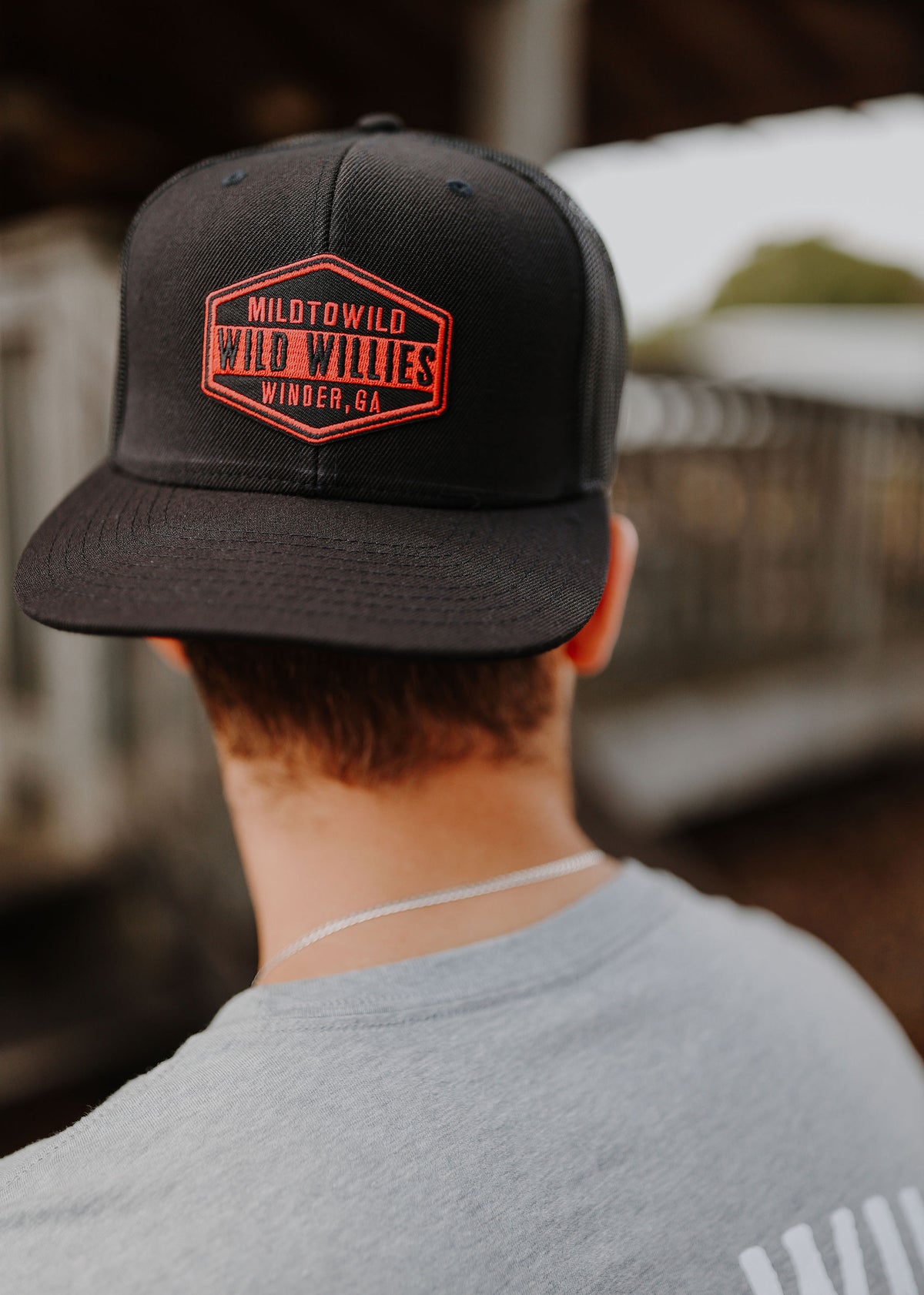Willies Wool Flat Brim Red Shield Trucker Hat