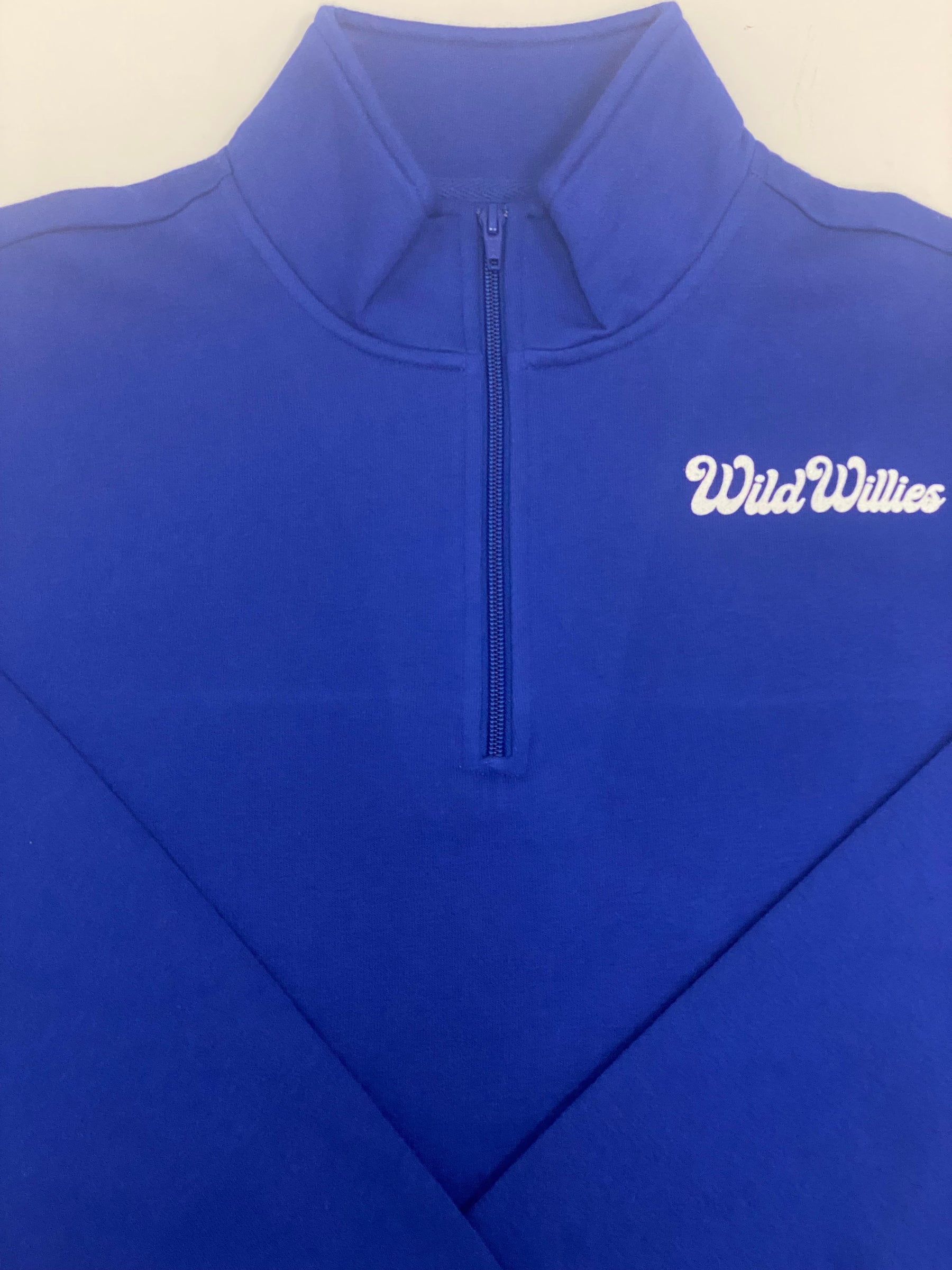1/4 Zip Wild Willies Script Logo