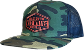 Willies Wool Flat Brim Red Shield Trucker Hat